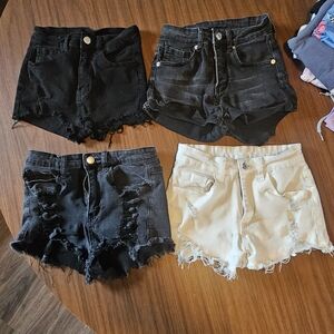 SHEIN Black and Cream Jean Shorts Set